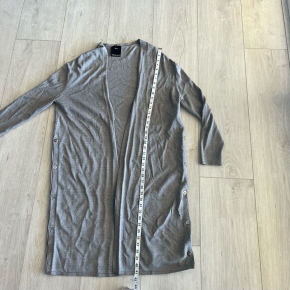 C/Meo Collective Womens Cardigan Sweater Open Duster Long L Gray Button Side - Picture 3 of 7